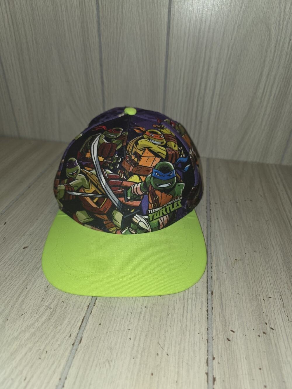 TMNT Teenage Mutant Ninja Turtles Youth Snapback Hat Neon Green All Over Print